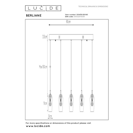 Berliane I LED Pendant Lamp (5x4W)