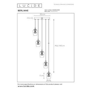 Berliane II LED Pendant Lamp (5x4W)