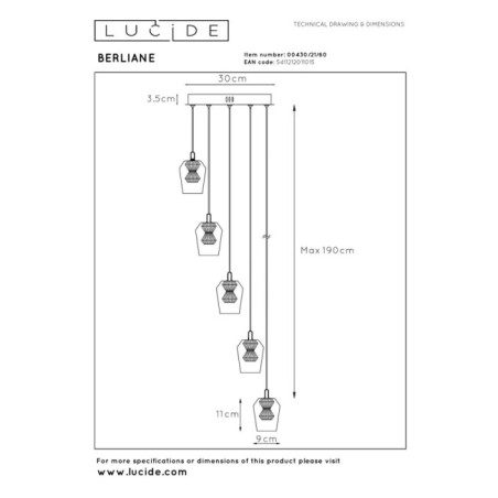 Berliane II LED Pendant Lamp (5x4W)