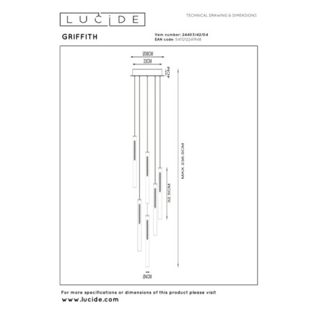 Griffith LED Pendant Lamp (6x6W)