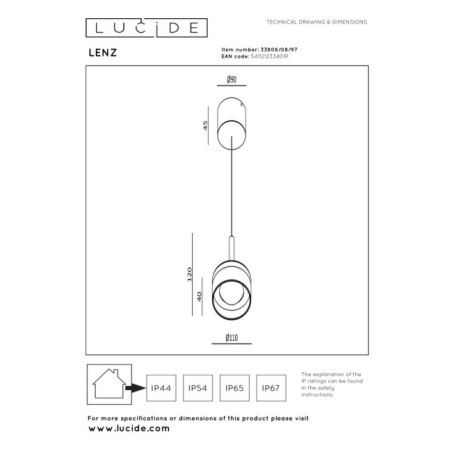 Outdoor LED pendant lamp Lenz (8W)