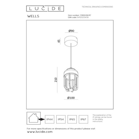 Wells LED Outdoor Pendant Lamp (8W)