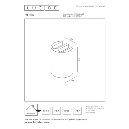 York Outdoor LED Wall Light (4x1.2W)