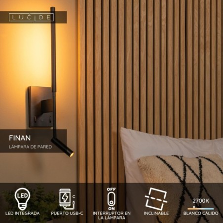 LED wall lamp with reader Finan (6W)