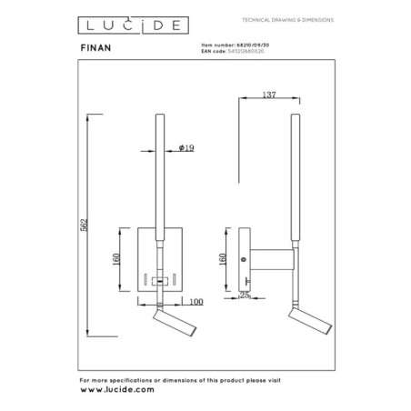 LED wall lamp with reader Finan (6W)