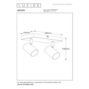 Regleta de techo Amigo (2 luces)