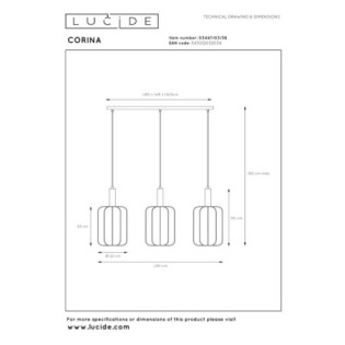 Lámpara colgante Corina (3 luces)