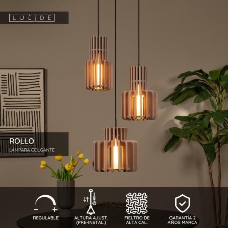 Lámpara colgante Rollo (3 luces)