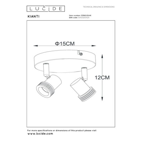 Regleta de techo Kianti (2 luces)