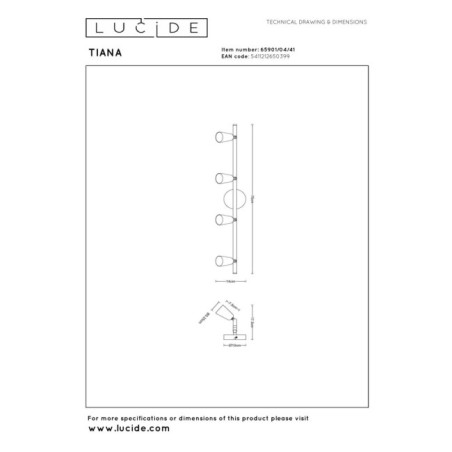 Regleta de techo Tiana (4 luces)