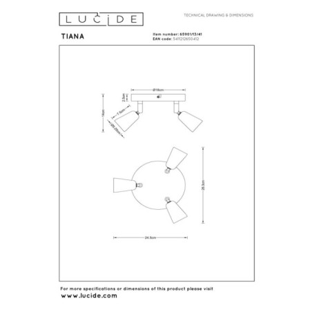Regleta de techo Tiana (3 luces)