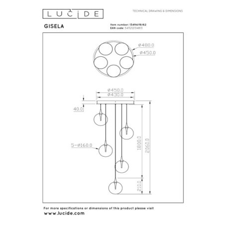 Gisela LED Ceiling Lamp (5x3.8W)