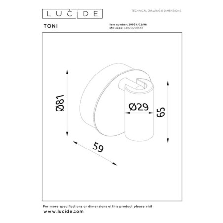 LED wall lamp with switch Toni (2W)