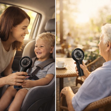 Bris Black Handheld Fan, 3 Speeds