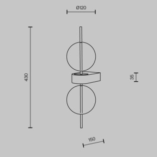 Aplique de pared LED Double Moon Negro (8W)