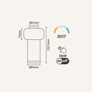 copy of Lámpara de mesa recargable LED Mimo CCT Dim (2W)