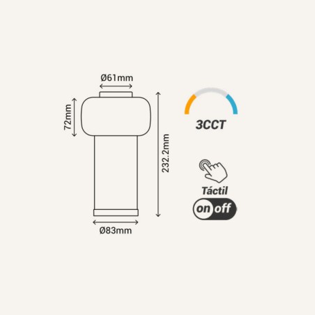 Rechargeable table lamp Mimo Vita CCT Dim (2.5W)