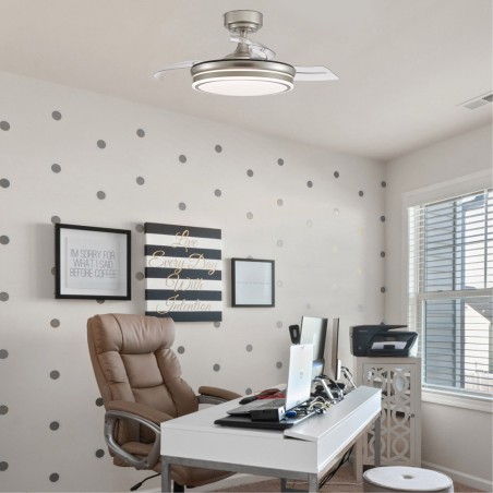 Ventilador LED con aspas retráctiles Ilsa Mini Niquel CCT (35W)