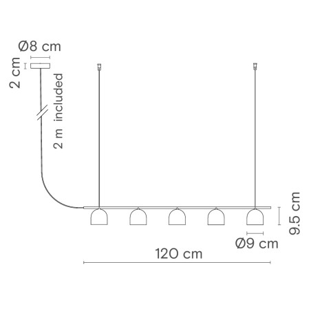 Ceiling lamp Rio 9 (5 lights)