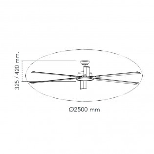 LED ceiling fan Avon 250cm. CCT Dim (20W)
