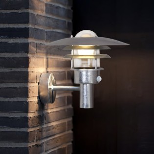 Lonstrup Galvanised Outdoor Wall Light with Sensor