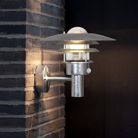 Lonstrup Galvanised Outdoor Wall Light with Sensor