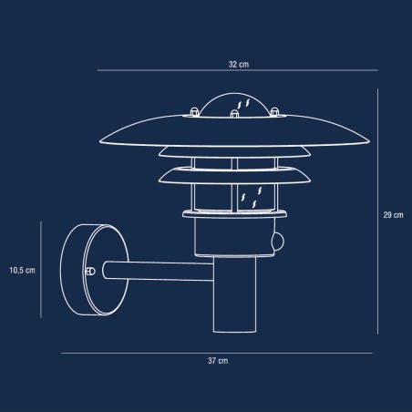 Lonstrup Galvanised Outdoor Wall Light with Sensor