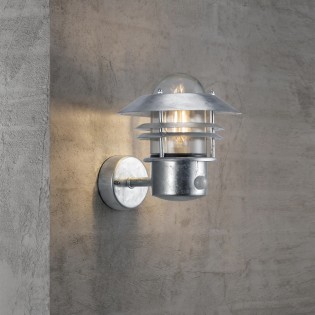 Galvanised outdoor wall light Blokhus Up Sensor