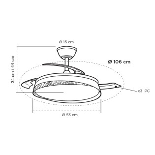 Ventilador LED aspas retráctiles Marte CCT Dim (48W)
