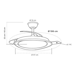 Ventilador LED aspas retráctiles Plenn CCT Dim (48W)
