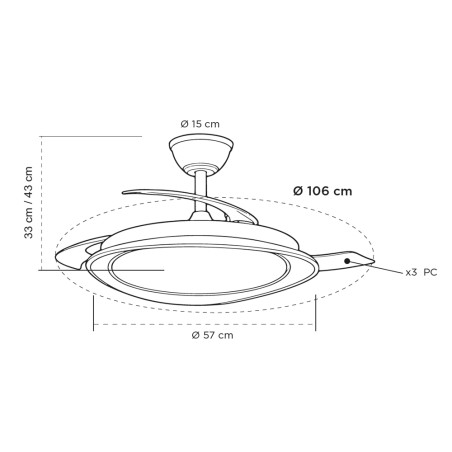 Ventilador LED aspas retráctiles Plenn CCT Dim (48W)