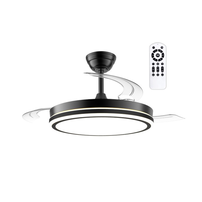 Night Evo M Black CCT Dim (60W) Retractable Blade LED Fan