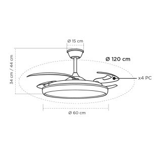 Ventilador LED aspas retráctiles Charly L CCT Dim (80W)