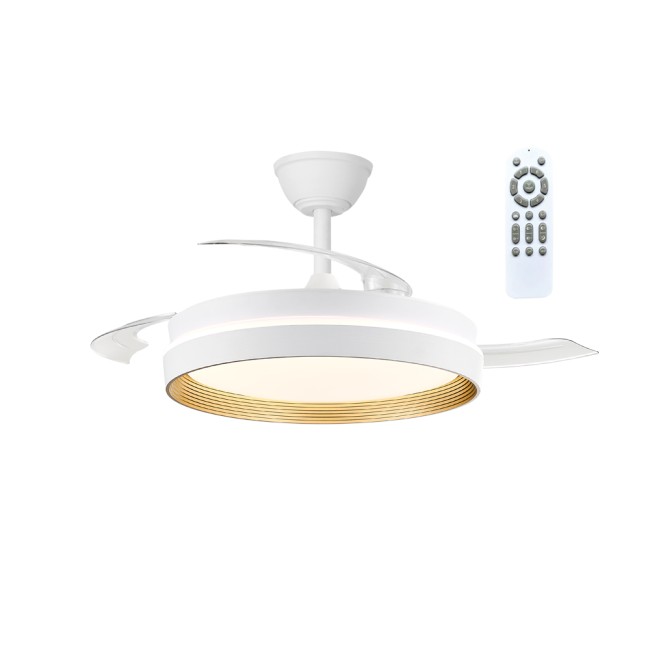 Ventilador LED aspas retráctiles Fiber CCT Dim (48W)