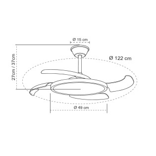 LED fan with retractable blades Key CCT Dim (43W)