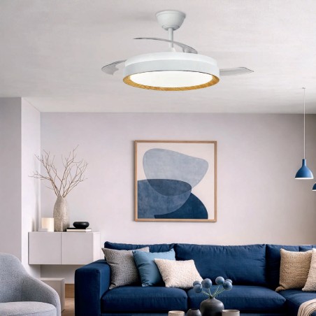 Ventilador LED aspas retráctiles Fiber CCT Dim (48W)