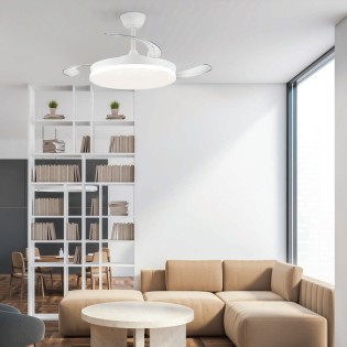 LED fan with retractable blades Milky Eco CCT Dim (48W)