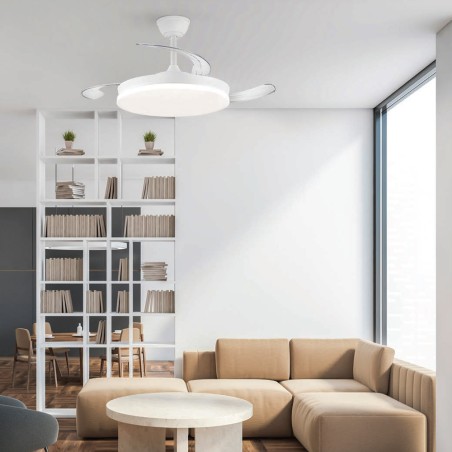 LED fan with retractable blades Milky Eco CCT Dim (48W)