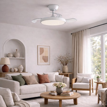 Ventilador LED aspas retráctiles Plano CCT Dim (60W)