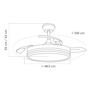 LED fan with retractable blades Night Eco White CCT Dim (48W)