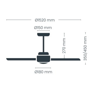 LED Ceiling Fan Nine Big CCT Dim (18W)