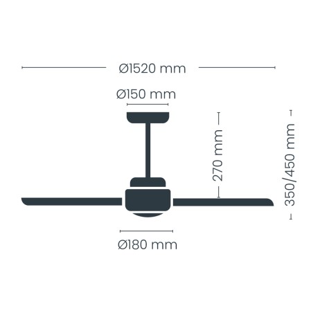 LED Ceiling Fan Nine Big CCT Dim (18W)