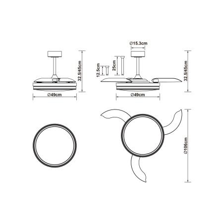 copy of Ventilador LED aspas desplegables Alaska Mini CCT Dim (45W)