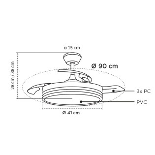 LED fan with retractable blades Night Evo Mini CCT Dim (39W)