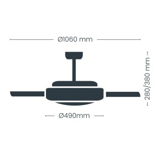 Night Evo M Black CCT Dim (60W) Retractable Blade LED Fan