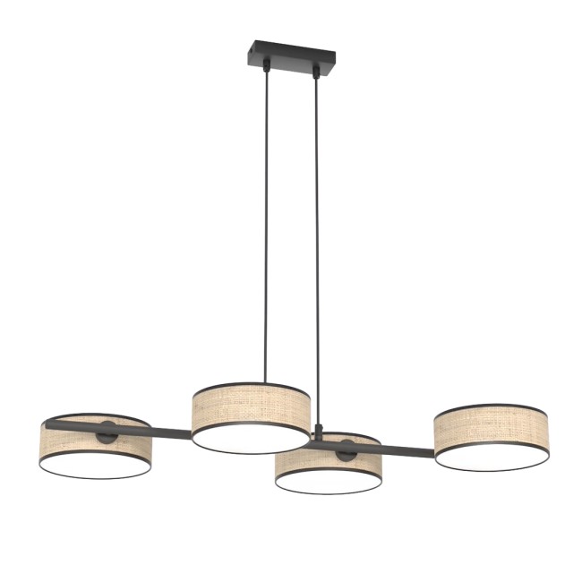 Troma hanging lamp rattan+black (4 lights)