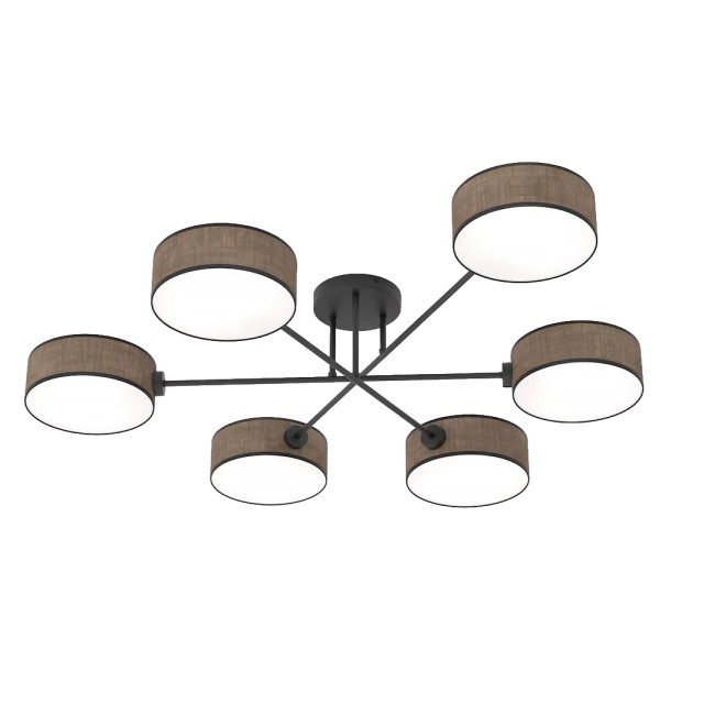 Lorix brown+black ceiling lamp (6 lights)