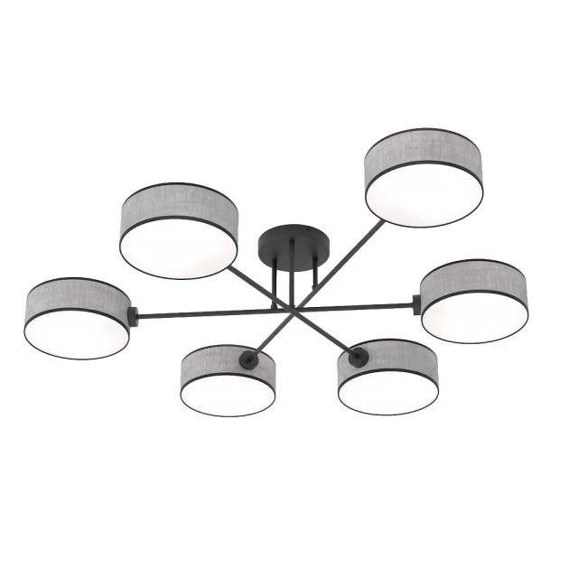 Lorix gray+black ceiling lamp (6 lights)