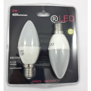 Pack 2x Light bulbs Candle LED 6W E14