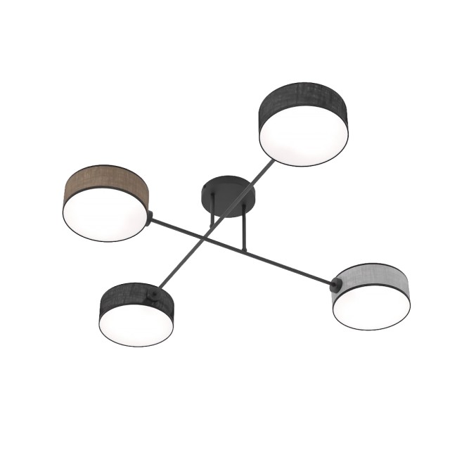 Lorix ceiling lamp black+brown+gray (4 lights)